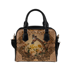 Sweet giraffe with bird Shoulder Handbag (Model 1634)