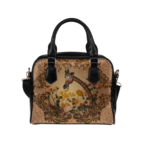 Sweet giraffe with bird Shoulder Handbag (Model 1634)