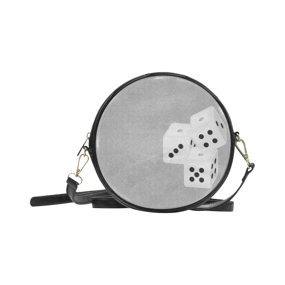 White dices on grey random grain motion blur VAS2 Round Sling Bag (Model 1647)