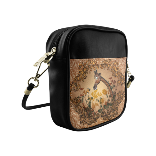 Sweet giraffe with bird Sling Bag (Model 1627)