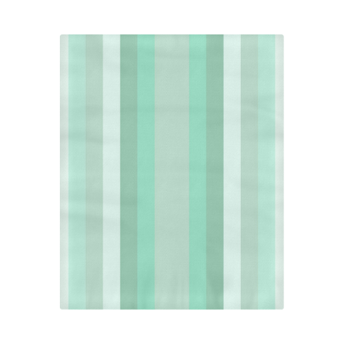 Vertical Mint Green Gradient Stripes Duvet Cover 86"x70" ( All-over-print)