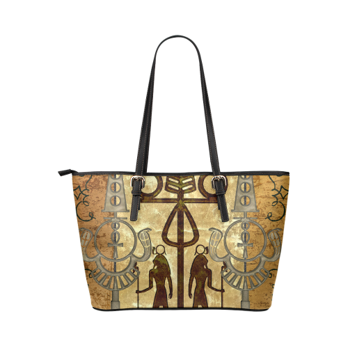 Egyptian sign Leather Tote Bag/Small (Model 1651)