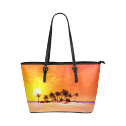 Wonderful sunset in soft colors Leather Tote Bag/Large (Model 1651)