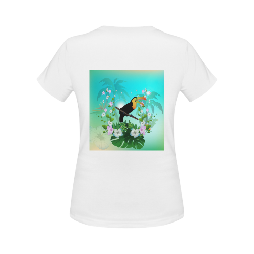 Cute toucan with flowers Women's Classic T-Shirt (Model T17）