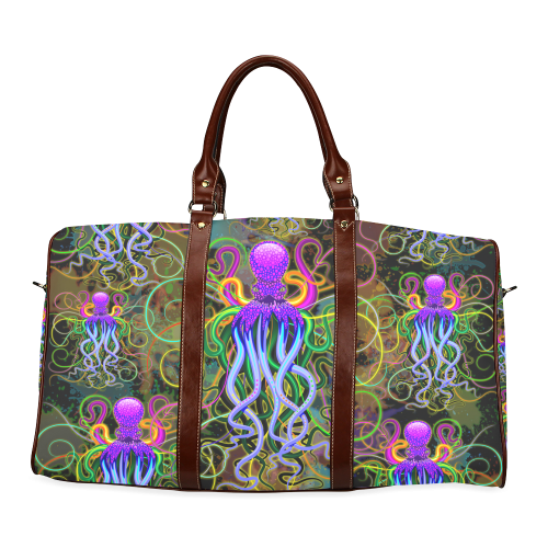 Octopus Psychedelic Luminescence Waterproof Travel Bag/Small (Model 1639)