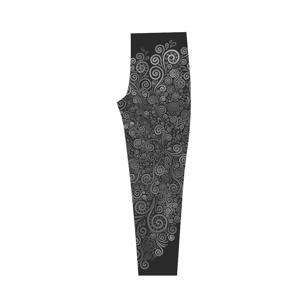 Black and White Rose Capri Legging (Model L02)