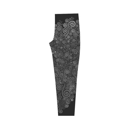 Black and White Rose Capri Legging (Model L02)