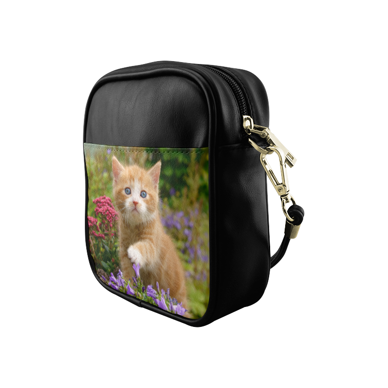 Cute Ginger Kitten Funny Baby Pet Animal in a Garden Photo for Cat Lovers Sling Bag (Model 1627)