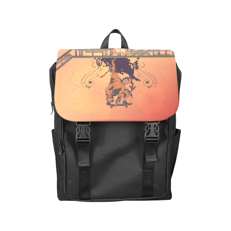 Skadeboarder with floral elements Casual Shoulders Backpack (Model 1623)