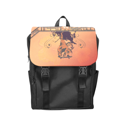Skadeboarder with floral elements Casual Shoulders Backpack (Model 1623)