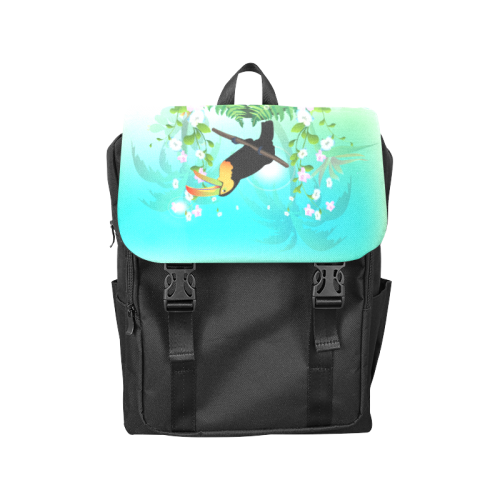 Cute toucan with flowers Casual Shoulders Backpack (Model 1623)
