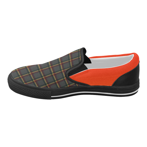 Tartan grey, red and yellow VAS2 Women's Slip-on Canvas Shoes (Model 019)