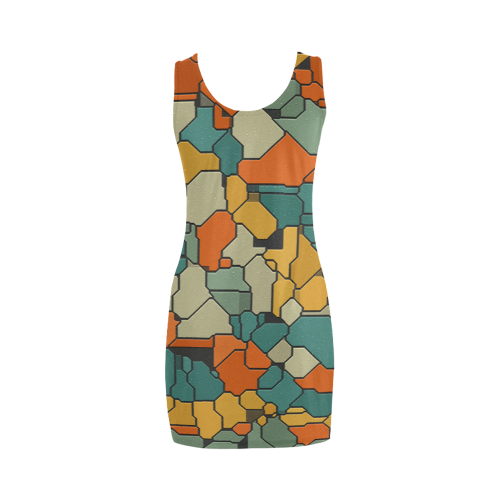 Textured retro shapes Medea Vest Dress (Model D06)