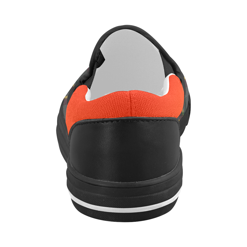 Tartan grey, red and yellow VAS2 Women's Slip-on Canvas Shoes (Model 019)
