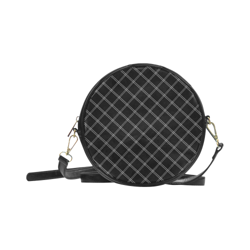 Glencheck black and white fine line VAS2 Round Sling Bag (Model 1647)
