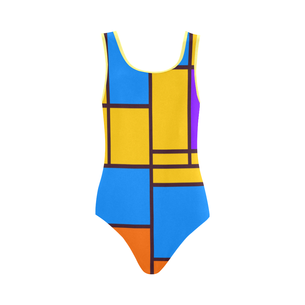 Shapes in retro colors Vest One Piece Swimsuit (Model S04)