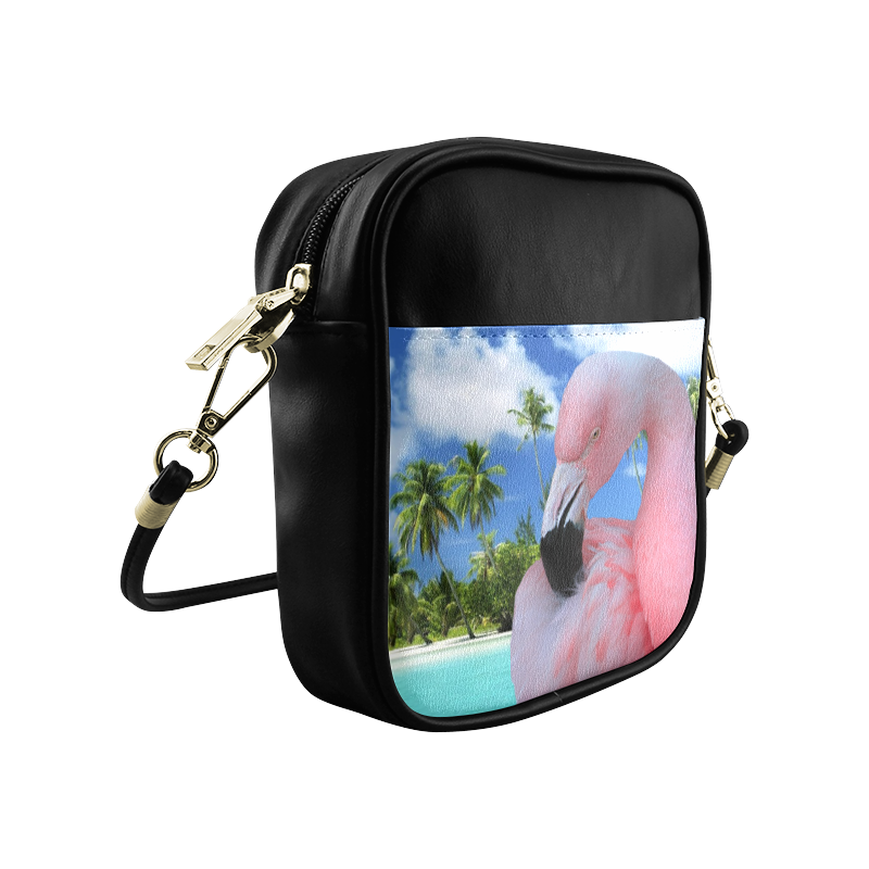Flamingo and Beach Sling Bag (Model 1627)