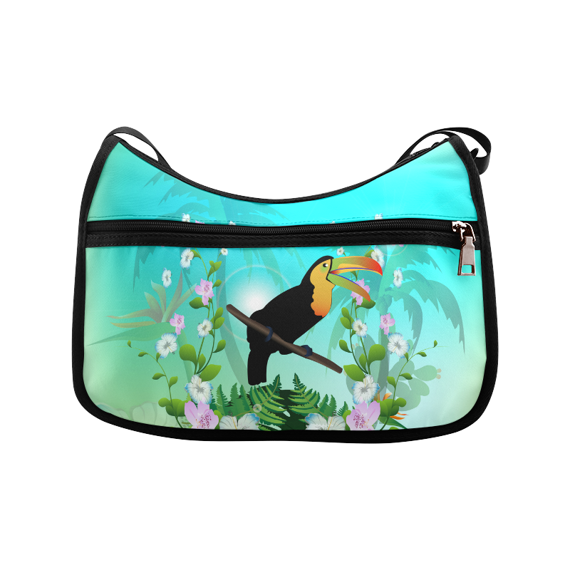 Cute toucan with flowers Crossbody Bags (Model 1616)