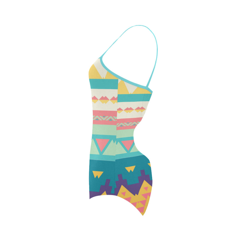 Pastel tribal design Strap Swimsuit ( Model S05)