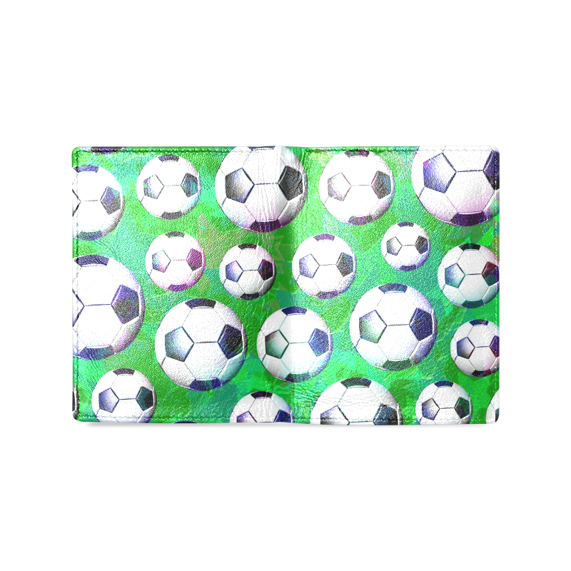 Soccer Ball Football Pattern Men's Leather Wallet (Model 1612)