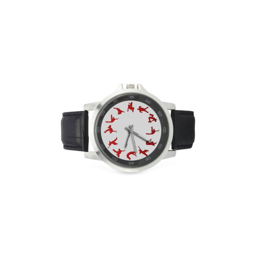 Conceptual Red B-boy hip hop dancer Novelty Unisex Stainless Steel Leather Strap Watch(Model 202)