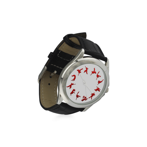 Conceptual Red B-boy hip hop dancer Novelty Women's Classic Leather Strap Watch(Model 203)