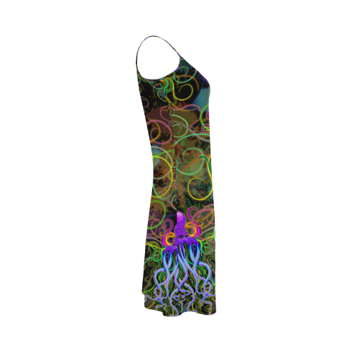 Octopus Psychedelic Luminescence Alcestis Slip Dress (Model D05)