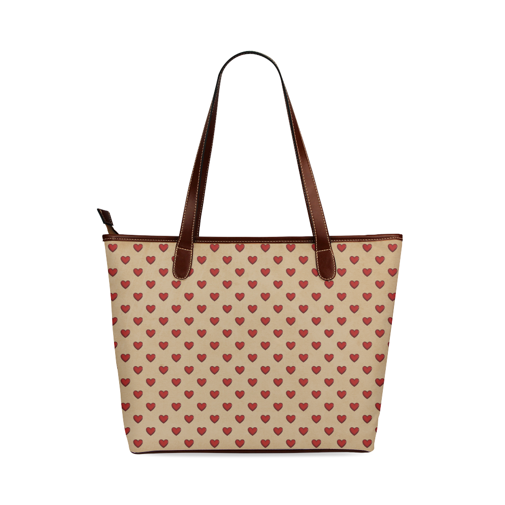 RETRO HEARTS Shoulder Tote Bag (Model 1646)