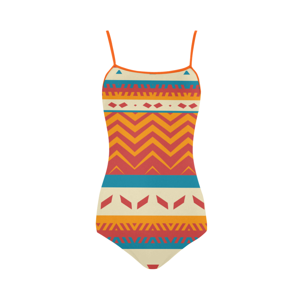 Tribal shapes Strap Swimsuit ( Model S05)