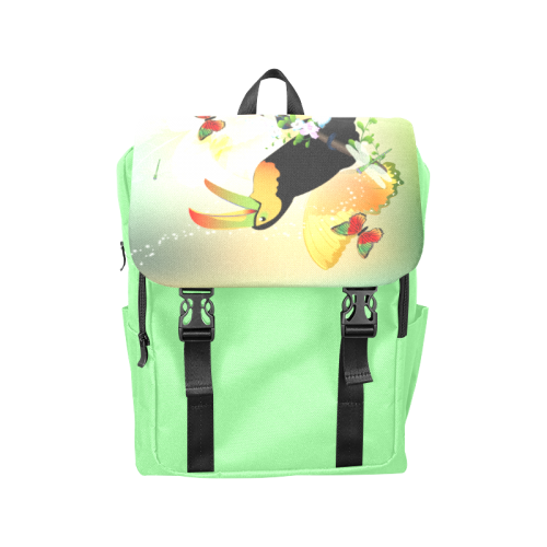Funny toucan with flowers Casual Shoulders Backpack (Model 1623)