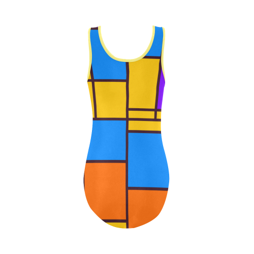 Shapes in retro colors Vest One Piece Swimsuit (Model S04)
