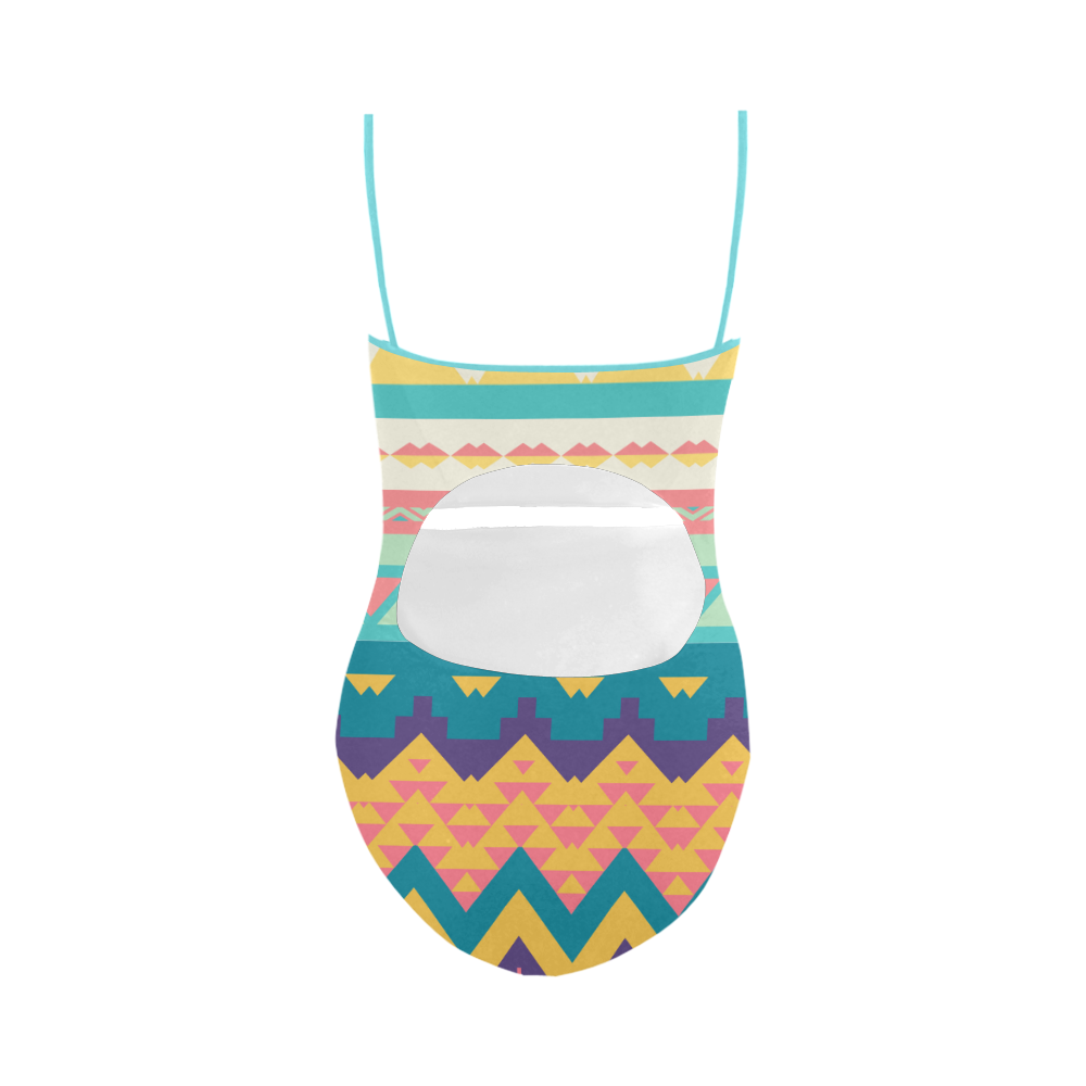 Pastel tribal design Strap Swimsuit ( Model S05)