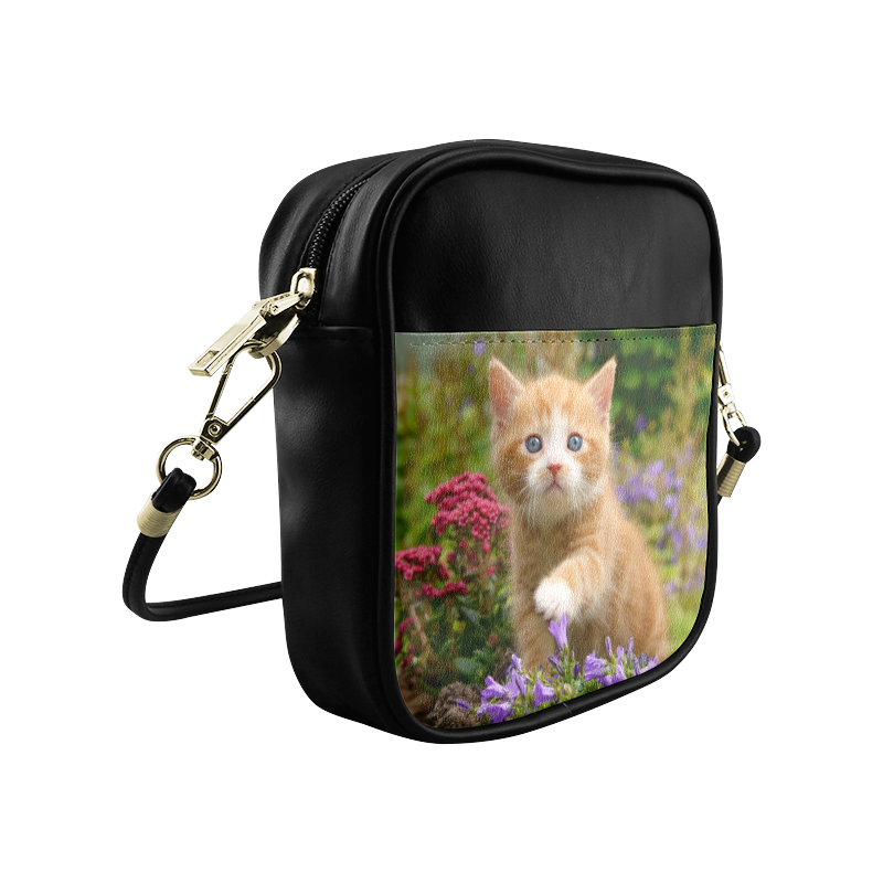 Cute Ginger Kitten Funny Baby Pet Animal in a Garden Photo for Cat Lovers Sling Bag (Model 1627)