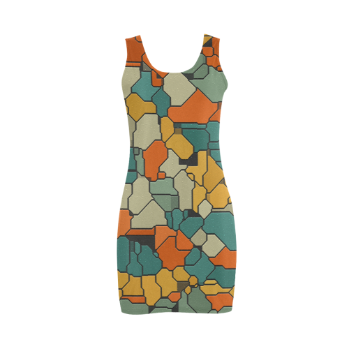 Textured retro shapes Medea Vest Dress (Model D06)