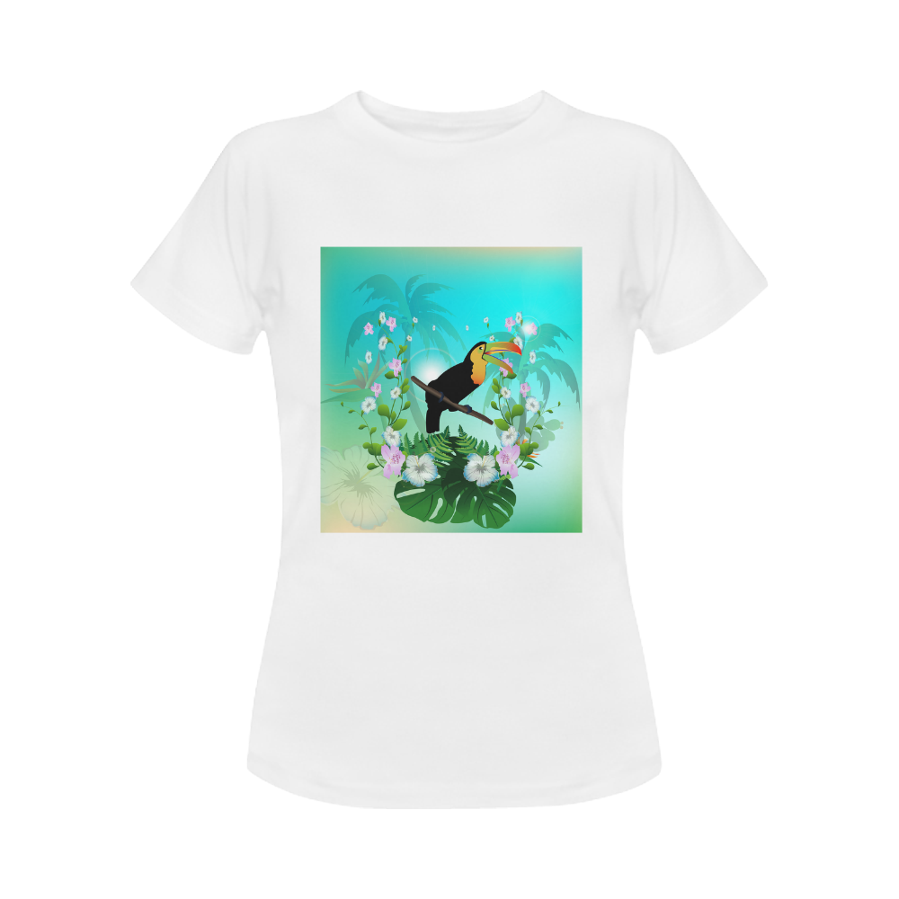 Cute toucan with flowers Women's Classic T-Shirt (Model T17）