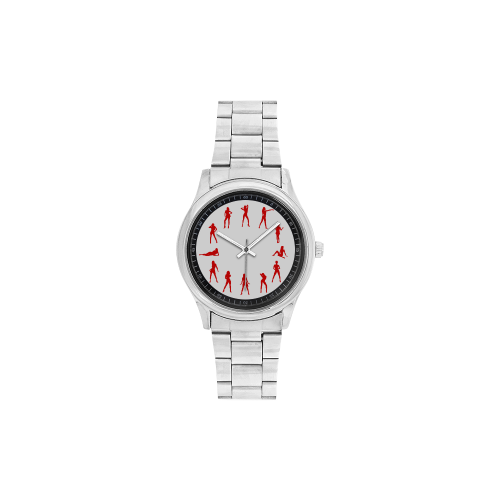 Red Sexy Dancer Girl Novelty Men's Stainless Steel Watch(Model 104)