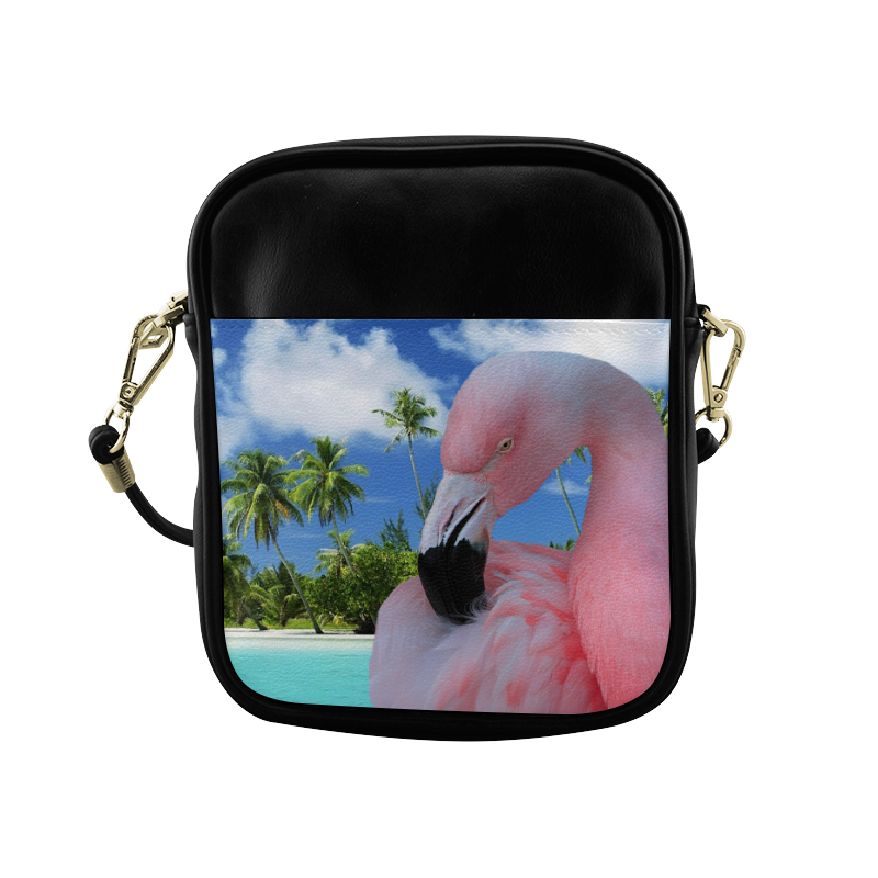 Flamingo and Beach Sling Bag (Model 1627)