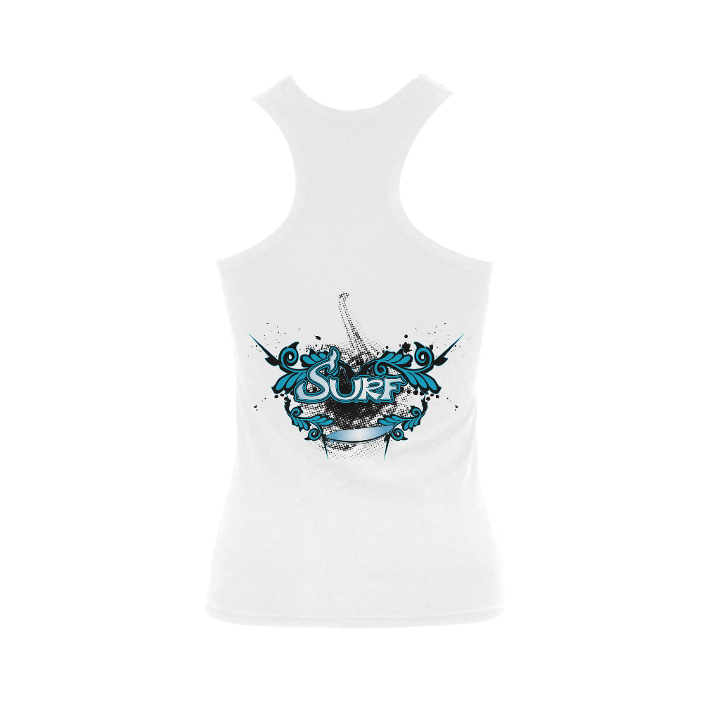 Sport, surf with floral elements, typography Women's Shoulder-Free Tank Top (Model T35)
