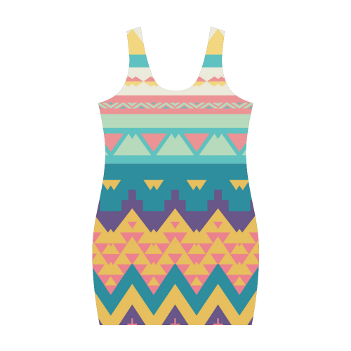 Pastel tribal design Medea Vest Dress (Model D06)