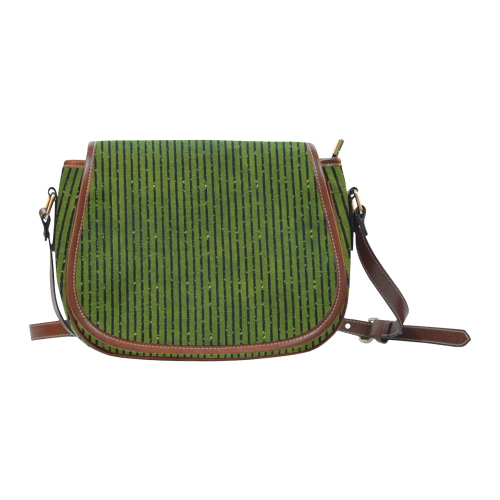 Green Stripe Saddle Bag/Small (Model 1649) Full Customization