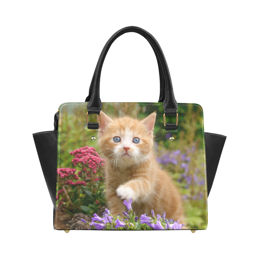 Cute Ginger Kitten Funny Baby Pet Animal in a Garden Photo for Cat Lovers Classic Shoulder Handbag (Model 1653)