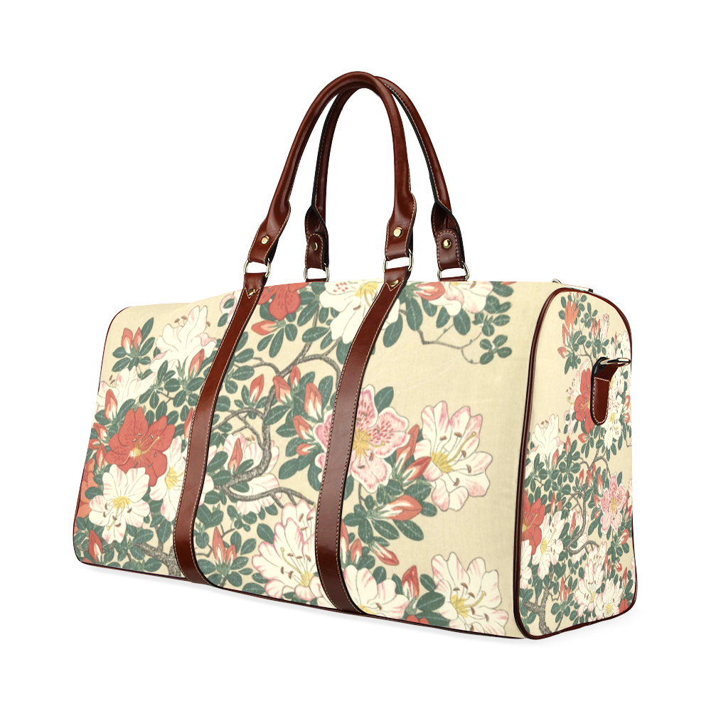 Azalea flowers, Japanese woodcut print, Waterproof Travel Bag/Large (Model 1639)