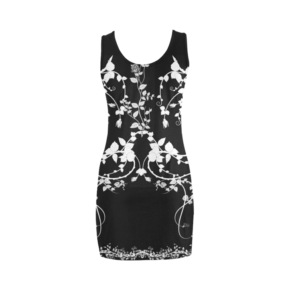 Roses in black and white Medea Vest Dress (Model D06)