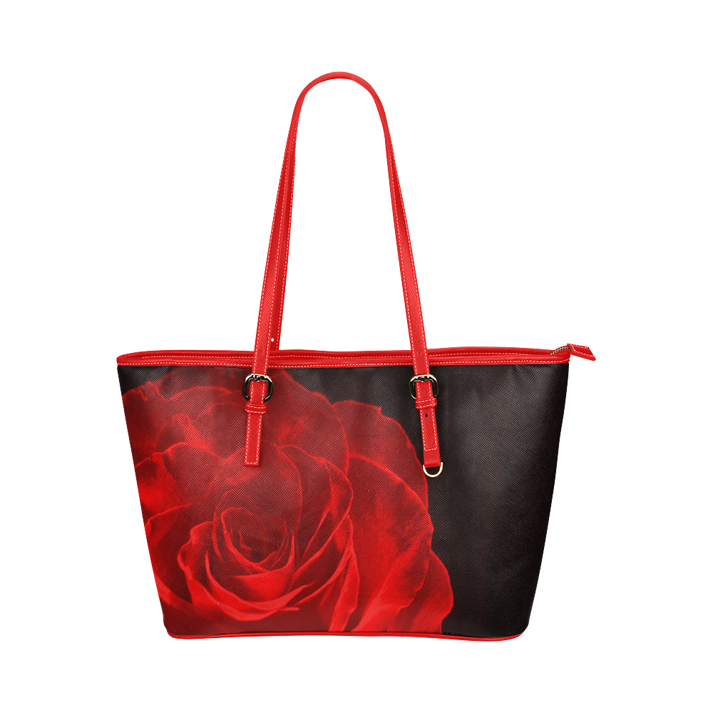 A Rose Red Leather Tote Bag/Large (Model 1651)