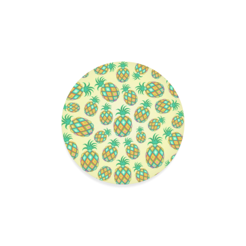 Pineapple Pastel Colors Pattern Round Coaster