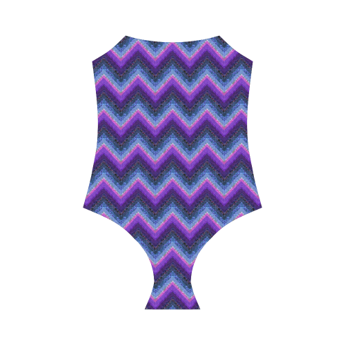 Purple Marble Chevrons Strap Swimsuit ( Model S05)
