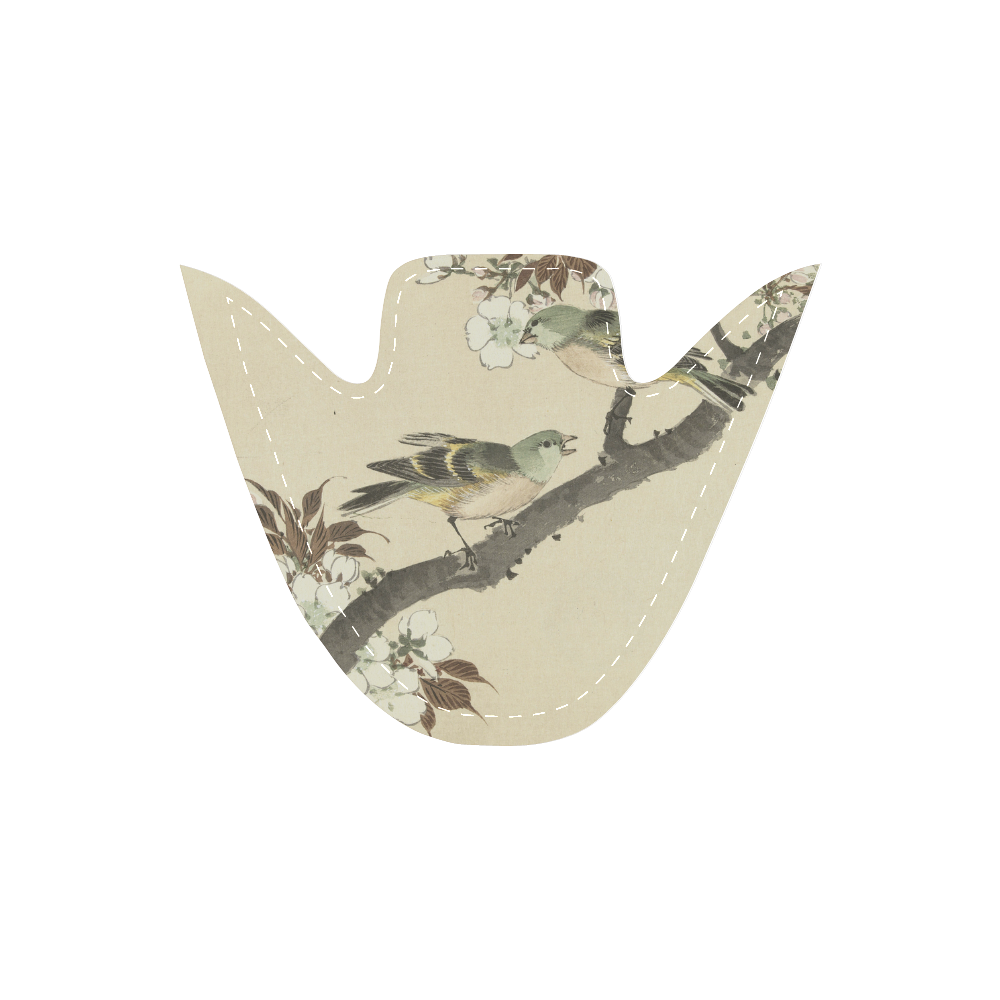 Oriental birds on blossom branch Women's Slip-on Canvas Shoes (Model 019)