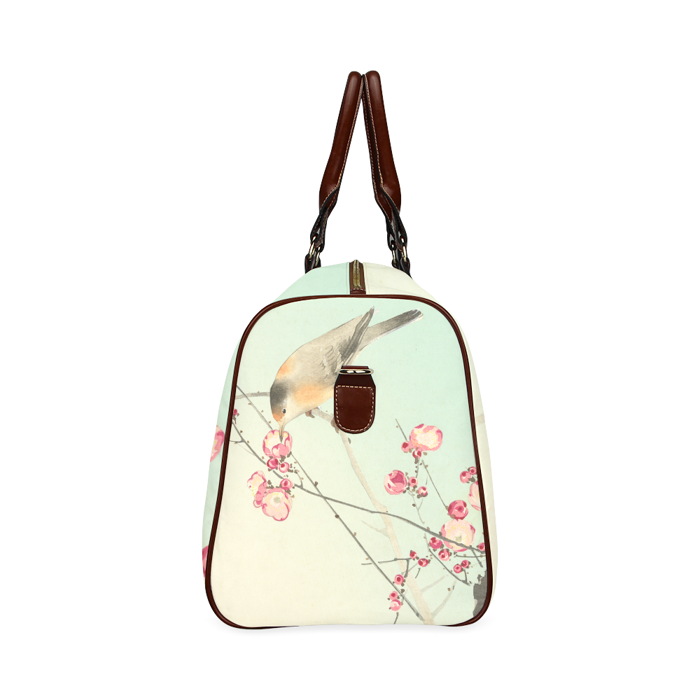Oriental Bird pink blossom, Japanese woodcut print Waterproof Travel Bag/Large (Model 1639)