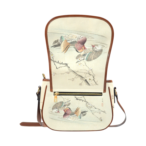 Cute Ducks, japanese woodcut Matsumura Keiburn, Saddle Bag/Small (Model 1649) Full Customization