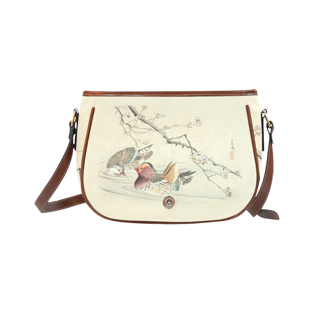 Cute Ducks, japanese woodcut Matsumura Keiburn, Saddle Bag/Small (Model 1649) Full Customization